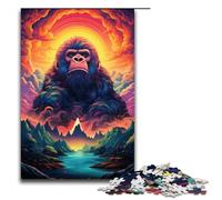 Puzzle 1000 pièces pour Adultes Couleur psychédélique Singe doré Puzzle Familial Amusant avec Affiche Assortie et fiche de Questions réponses (1000 pièces 75 x 50 cm)