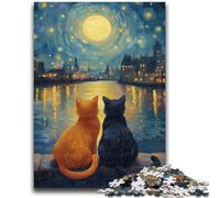 Puzzle 1000 pièces pour Adultes Couple Chat Aide Le Cerveau à exercer Jouets addictifs pour cultiver la Patience Convient aux Couples 26x38cm