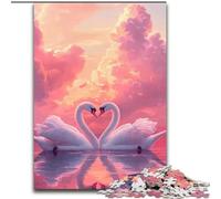 Puzzle 1000 pièces pour Adultes Couple de cygnes Puzzle en Carton Idéal pour la décoration de la Maison et du Bureau, Cadeau Parfait pour Un Anniversaire Taille 38x26CM