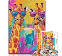 Puzzle 1000 pièces pour Adultes Couple de girafes 1000 pièces pour Adolescents Jeux d'activités familiales stimulants Jouet à Faire soi-même pour décoration Murale de la Maison Cadeaux 38x26cm