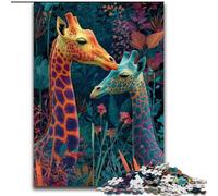 Puzzle 1000 pièces pour Adultes Couple de girafes en Carton Idéal pour la décoration de la Maison et du Bureau, Cadeau Parfait pour Un Anniversaire Taille 38x26CM