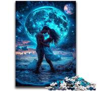 Puzzle 1000 pièces pour Adultes Couple sous la Lune Jeux éducatifs Décoration de la Maison Jeu éducatif pour Anniversaire, Noël 26x38cm