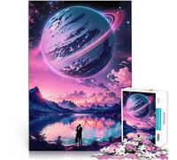 Puzzle 1000 pièces pour Adultes Couple sous la planète Saturne Entraînez Votre Cerveau et Vos Mains décoration Murale 52x38cm