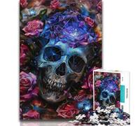 Puzzle 1000 pièces pour Adultes Crâne de Fleurs 1000 pièces pour Adultes, Jeu Stimulant pour Tous Les âges pour Femmes, Cadeaux pour Hommes (Taille 38x26cm)