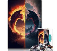 Puzzle 1000 pièces pour Adultes crâne de Glace et de feu 1000 pièces pour Adolescents Jeu Familial Anti-Stress défi Difficile Cadeaux du Père Noël Secret 38x26cm