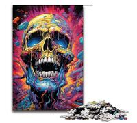 Puzzle 1000 pièces pour Adultes crâne d'enfer psychédélique coloré Puzzle en Bois pour Adultes et Enfants Outil de soulagement du Stress 1000 pièces (75 x 50 cm)