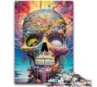 Puzzle 1000 pièces pour Adultes, crâne psychédélique, Jouets éducatifs, décoration d'intérieur Unique et Cadeaux pour 14 Ans et Plus, 50x75cm