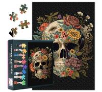 Puzzle 1000 pièces pour adultes crâne - Puzzles 1000 pièces de fleurs, difficile difficile difficile puzzle fleur plante (70 x 50 cm), cadeau de soirée de jeu en famille et décoration de la maison