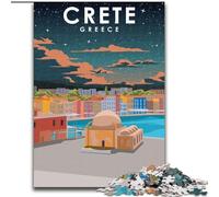 Puzzle 1000 pièces pour Adultes Crète Grèce Voyage Art, Jouet éducatif et décompressant, idéal comme Cadeau pour Toute la Famille 26x38cm