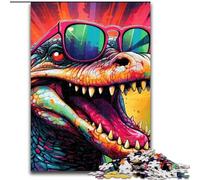 Puzzle 1000 pièces pour Adultes Crocodile coloré en Bois, idéal pour s'amuser en Famille, se détendre et Offrir des Cadeaux de Vacances 50x75cm pour Un Jeu interactif en Famille