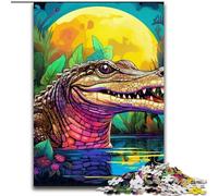 Puzzle 1000 pièces pour Adultes Crocodile du Nil psychédélique en Bois, décoration Artistique DIY Parfaite ou Cadeau d'anniversaire 50x75cm pour Anniversaires, fêtes et Occasions spéciales