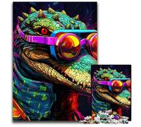 Puzzle 1000 pièces pour Adultes Crocodile du Nil psychédélique en Carton, pour Noël, Halloween, Pâques et Le Nouvel an 26x38cm/10,23x14,96 Pouces