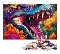 Puzzle 1000 pièces pour Adultes, Crocodile du Nil psychédélique, Puzzle en Bois, Jeu interactif Familial, Cadeau Artisanal avec Illustrations colorées 50x75cm / 19,68x29,52 Pouces