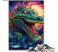 Puzzle 1000 pièces pour Adultes Crocodile du Nil psychédélique Puzzles stimulants Taille 26x38cm pour Les Adolescents, Les Couples et Les Amis pour Les Anniversaires, Noël