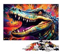 Puzzle 1000 pièces pour Adultes Crocodile féroce coloré découpe de précision Cadeau pour Adolescents de 14 Ans et Plus 1000 pièces (38 x 26 cm)