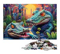 Puzzle 1000 pièces pour Adultes Crocodiles du Nil, Puzzle en Bois, idéal pour Les Amoureux, pour Noël, Le Nouvel an ou la Saint-Valentin, 50x75cm / 19,68x29,52 Pouces