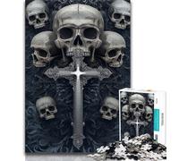 Puzzle 1000 pièces pour Adultes Croix Crâne 1000 pièces pour Adultes, réduction du Stress intéressante Interaction Parent-Enfant (Taille 75x50cm)