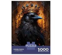 Puzzle 1000 Pièces pour Adultes Crowned Raven Art Print Puzzle Adulte - Jeux Relaxants - Course De Vitesse Manuelle - Cadeau d'anniversaire Unique 52x38cm/1000pcs
