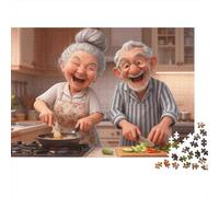 Puzzle 1000 pièces pour Adultes Cuisine Couple Âgé - Mamie et Papi cuisinent, épais, Robuste, Vibrant, Difficile, Antidote au Stress, Cadeau Familial 70x50cm/1000pcs