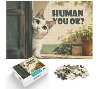 Puzzle 1000 pièces pour Adultes, Curious Cat Asks Human You OK | Pour le temps libre à la maison : ce puzzle pour adultes de 1000 pièces convient à un loisir calme sans écran.