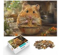 Puzzle 1000 pièces pour Adultes, Cute Hamster Spaghetti Eat | Comme idée cadeau de Noël : ce puzzle pour adultes de 1000 pièces offre aux adultes un loisir calme en hiver.