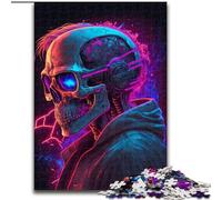 Puzzle 1000 pièces pour Adultes Cyber Skull en Carton, décoration d'intérieur colorée et Jeu Familial interactif, 1000 pièces(26x38cm)