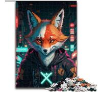 Puzzle 1000 pièces pour Adultes Cyberpunk Fox en Bois, pour Les 14 Ans et Plus, 50x75cm, idéal pour Les Anniversaires et Les fêtes.