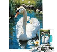 Puzzle 1000 pièces pour Adultes Cygne Blanc dans Un étang Jeu Impossible Jouet addictif pour cultiver la Patience Cadeau d'anniversaire pour s'amuser en Famille (Dimensions 38x52cm)