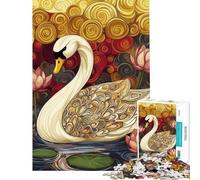 Puzzle 1000 pièces pour Adultes Cygne et Lotus Jeu de Puzzle Original Découpe de précision Cadeau Anti-Stress (Dimensions 38x52cm)