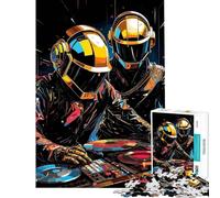 Puzzle 1000 pièces pour Adultes Daft Punk DJ Set Jeu éducatif de 1000 pièces défi Difficile Cadeau Unique d'anniversaire et de Noël (38x26cm)