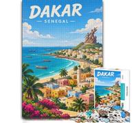 Puzzle 1000 pièces pour Adultes, Dakar Senegal Cityscape with Monument | Pour le temps libre à la maison : ce puzzle 1000 pièces adulte convient aux soirées et aux w nds.