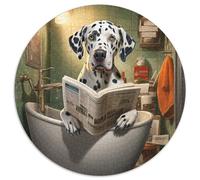 Puzzle 1000 pièces pour Adultes Dalmatien lisant Un Journal Puzzle Rond 1000 pièces Niveau débutant Idéal pour Les Anniversaires et Les fêtes 67,5 x 67,5 cm