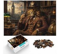 Puzzle 1000 pièces pour Adultes, Dapper Lion Gentleman with Clockwork Hat | Pour les vacances d'hiver à la maison : ce puzzle adulte 1000 pièces propose l'ensemble du défi pour les vacances de Noël.