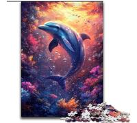 Puzzle 1000 pièces pour Adultes Dauphin, Casse-tête pour décoration Murale, Cadeau d'anniversaire et de Noël Unique pour Les 14 Ans (Taille 26x38cm)