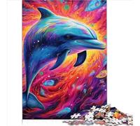 Puzzle 1000 pièces pour Adultes, Dauphin psychédélique, Puzzle en Bois, Excellent Cadeau pour Adultes | Jeux des Puzzles Difficiles pour Adultes （50x75cm）