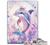 Puzzle 1000 pièces pour Adultes Dauphin Rose Anti-Stress Défi Difficile Convient pour la décoration de Bureau 50x75cm