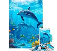 Puzzle 1000 pièces pour Adultes Dauphin sous-Marin Stimule Le Cerveau Décoration Parfaite Jeu de réflexion Convient aux 14 Ans et Plus (38x26cm)
