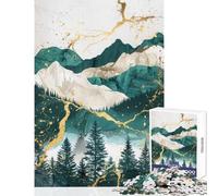Puzzle 1000 pièces pour Adultes décor Nature Vert et Or Jeu Impossible pour améliorer sa mémoire (38x52cm)