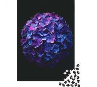 Puzzle 1000 pièces pour Adultes, Deep Blue Purple Hydrangea Macro