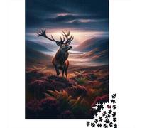 Puzzle 1000 Pièces pour Adultes Deer in The Mountains Sunset Scene Puzzles pour Adolescents Découpe De Précision pour Anniversaire, Noël Jouet Jeu Intellectuel 52x38cm/1000pcs