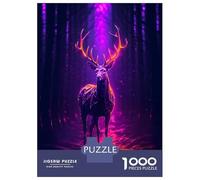 Puzzle 1000 Pièces pour Adultes Deer Magenta Neon Puzzle pour Adultes - Jeux De Détente - Niveau De Difficulté : Difficile - Idéal comme Cadeau pour Toute La Famille 38x26cm/1000pcs