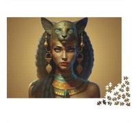 Puzzle 1000 pièces pour Adultes Déesse Égyptienne - Bastet déesse Chat égyptien, Difficile, épais, Robuste, Vibrant, Antidote au Stress, décoration familiale 38x26cm/1000pcs