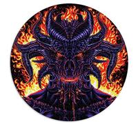 Puzzle 1000 pièces pour Adultes Démon de l'enfer Puzzle Rond Cadeau Puzzle en Carton 26,5 x 26,5 Pouces
