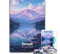 Puzzle 1000 pièces pour Adultes, Denali National Park Vintage Poster | Activité de concentration pour adultes pendant les vacances, pour une pause sans écran.