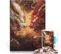 Puzzle 1000 pièces pour Adultes des bêtes mythiques s'affrontent au Milieu de Flammes dorées Jeux de détente Idées Cadeaux 75x50cm