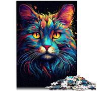 Puzzle 1000 pièces pour Adultes Dessin coloré Animal Chat Puzzle intéressant pour la réduction du Stress 26x38 cm Cadeau d'anniversaire Cadeaux