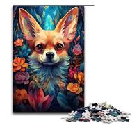 Puzzle 1000 pièces pour Adultes Dessin coloré de Chien Chihuahua Jeu Pratique décoration d'intérieur Unique et Cadeaux 75 x 50 cm