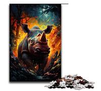 Puzzle 1000 pièces pour Adultes Dessin d'animaux rhinocéros - Jeu Stimulant Une œuvre d'art adaptée aux Adolescents de 14 Ans et Plus 1000 pièces (75 x 50 cm)