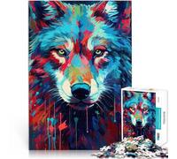 Puzzle 1000 pièces pour Adultes Dessin de Loup Jouets éducatifs et d'apprentissage Jeux familiaux Idées Cadeaux 38x26cm