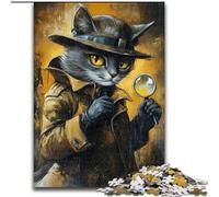 Puzzle 1000 pièces pour Adultes Détective Chat Puzzle 1000 pièces Jeu cérébral Stimulant à Faire soi-même, activité familiale Interactive (Taille 26x38cm)
